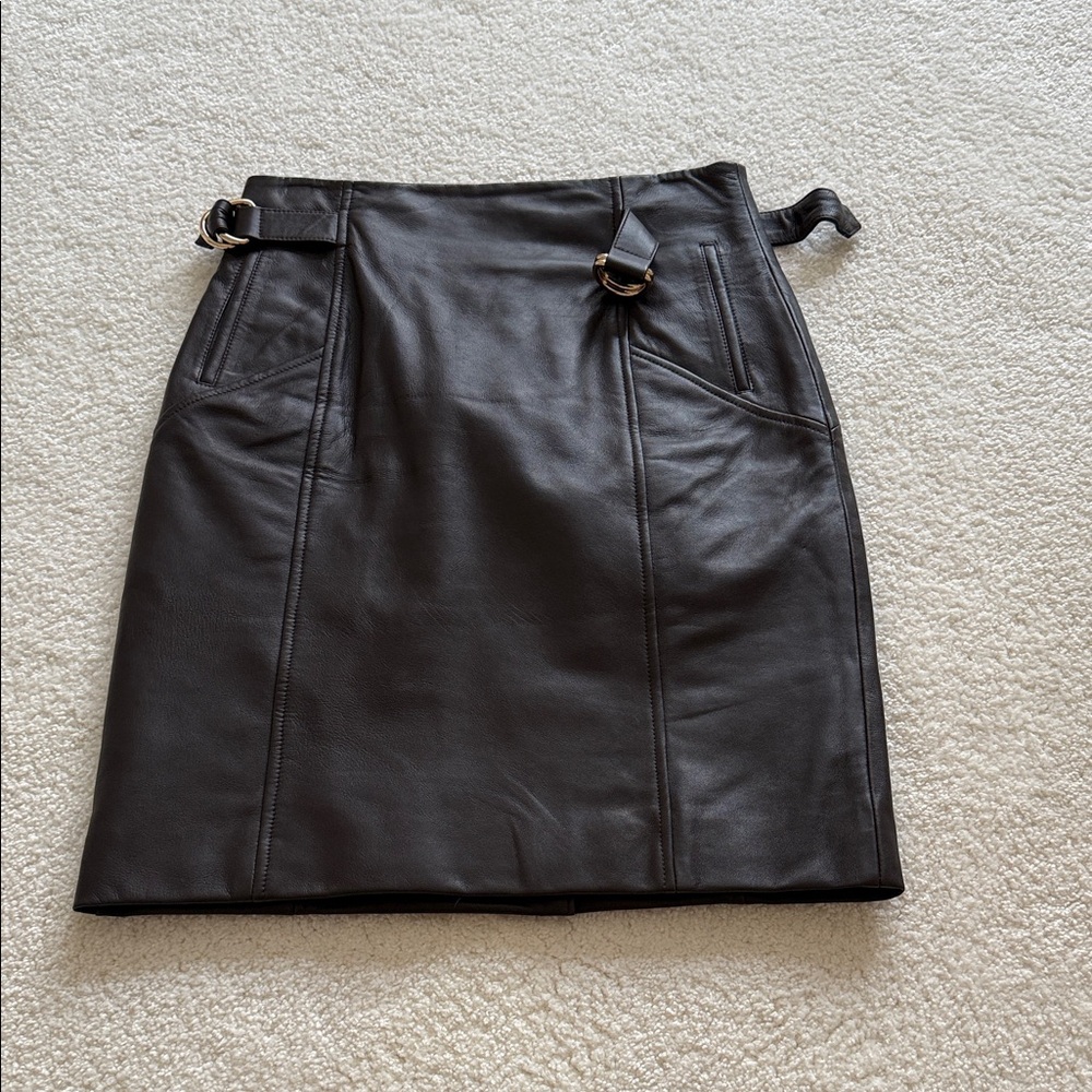 ba&sh Black Leather Pencil Skirt
